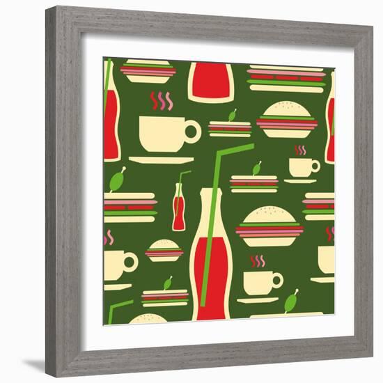 Fast Food Pattern-cienpies-Framed Premium Giclee Print