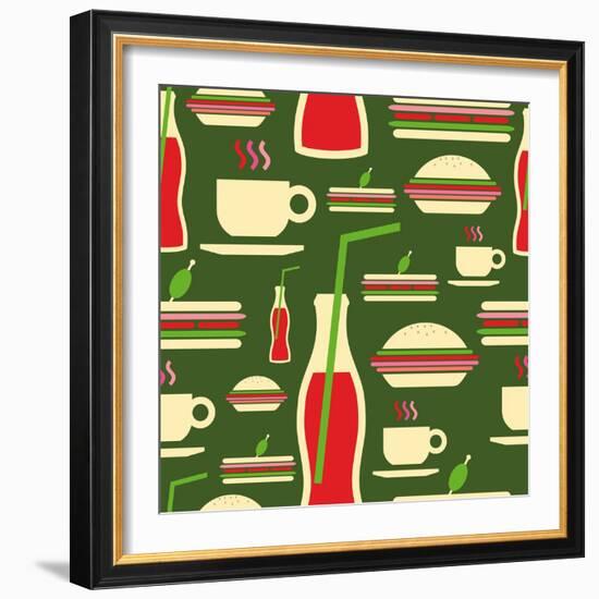 Fast Food Pattern-cienpies-Framed Premium Giclee Print