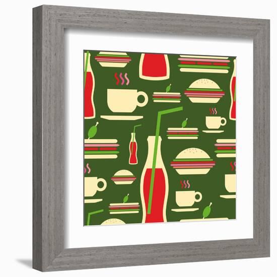 Fast Food Pattern-cienpies-Framed Art Print