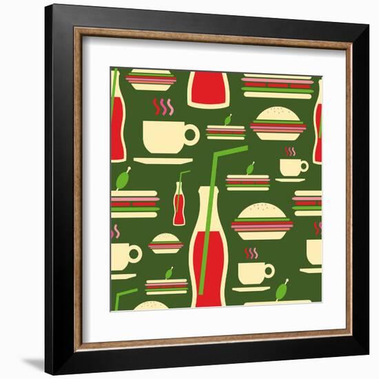 Fast Food Pattern-cienpies-Framed Art Print