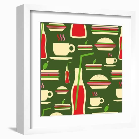 Fast Food Pattern-cienpies-Framed Art Print