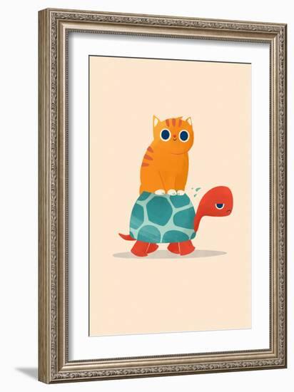 Fat Cat Rides Turtle-Jay Fleck-Framed Art Print