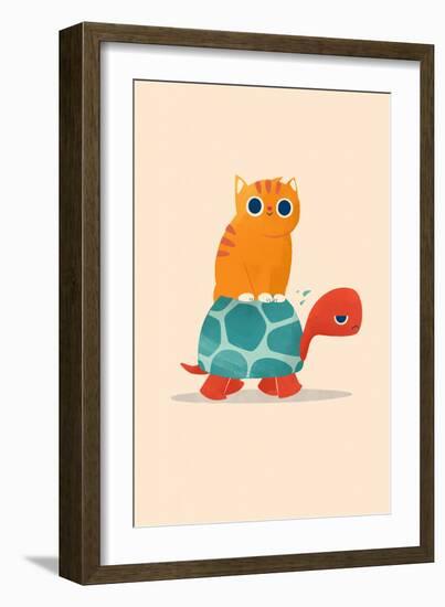 Fat Cat Rides Turtle-Jay Fleck-Framed Art Print