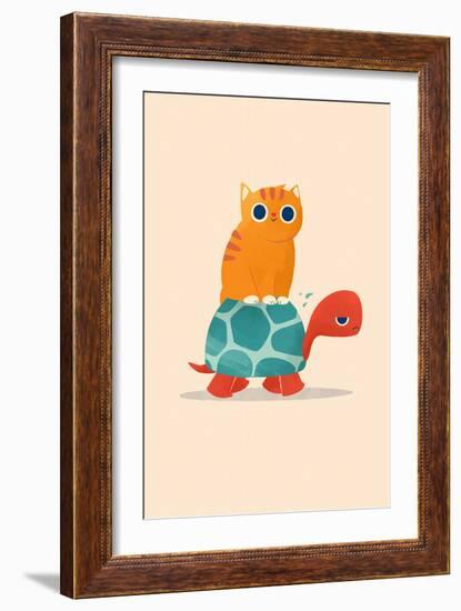 Fat Cat Rides Turtle-Jay Fleck-Framed Art Print