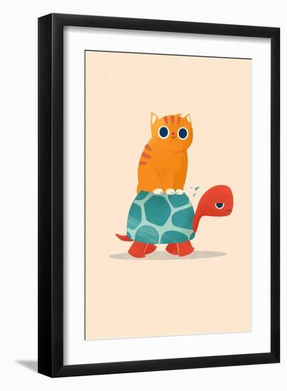 Fat Cat Rides Turtle-Jay Fleck-Framed Art Print