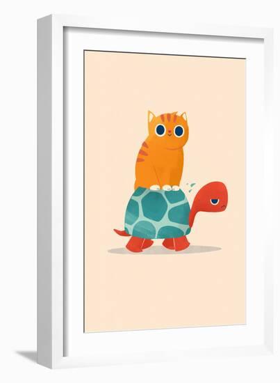 Fat Cat Rides Turtle-Jay Fleck-Framed Art Print