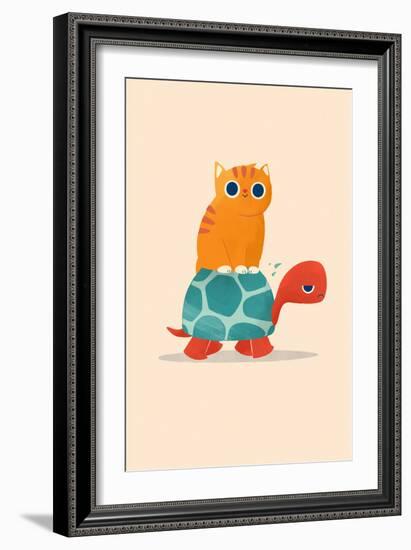 Fat Cat Rides Turtle-Jay Fleck-Framed Art Print