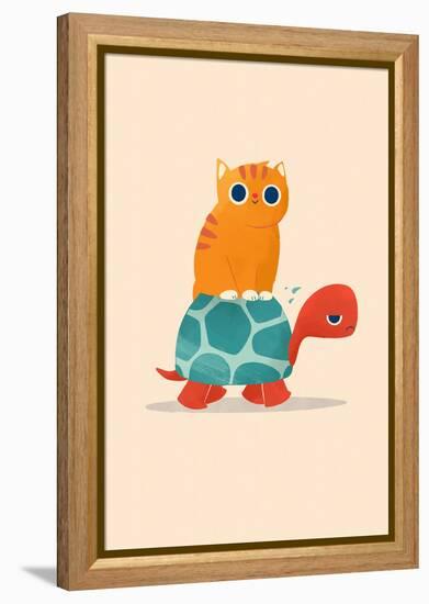 Fat Cat Rides Turtle-Jay Fleck-Framed Stretched Canvas