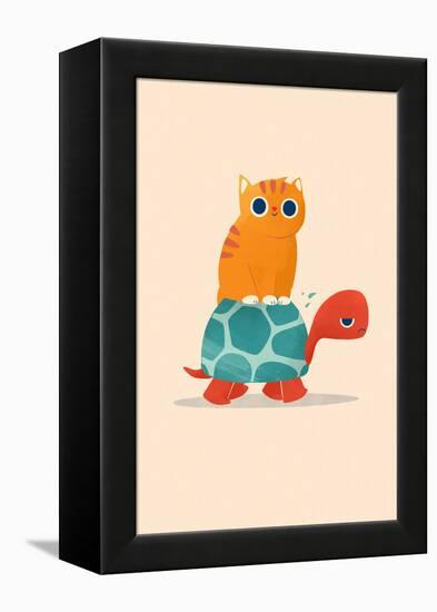 Fat Cat Rides Turtle-Jay Fleck-Framed Stretched Canvas