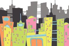 Cartoon Groovy Buildings Silhouettes-fat_fa_tin-Art Print