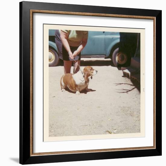 Fat Lady with Fat Basset Hound-null-Framed Premium Giclee Print