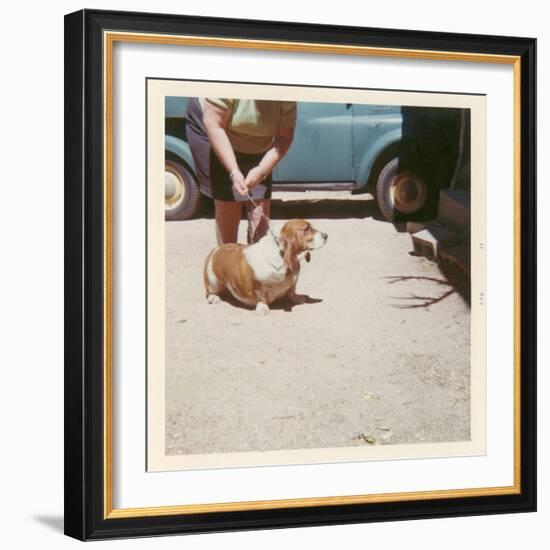 Fat Lady with Fat Basset Hound-null-Framed Premium Giclee Print