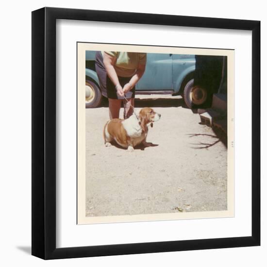 Fat Lady with Fat Basset Hound-null-Framed Art Print