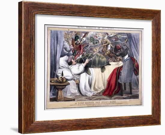 Fatal Effects of Gluttony, a Lord Mayor's Day Night Mare, 1830-null-Framed Giclee Print