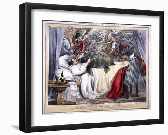 Fatal Effects of Gluttony, a Lord Mayor's Day Night Mare, 1830-null-Framed Giclee Print