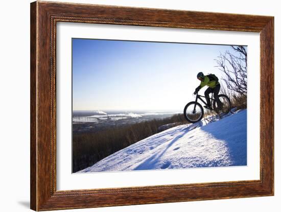 Fatbiking On A Trail In Winter In Duluth, Minnesota-Ryan Krueger-Framed Photographic Print