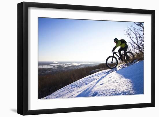 Fatbiking On A Trail In Winter In Duluth, Minnesota-Ryan Krueger-Framed Photographic Print