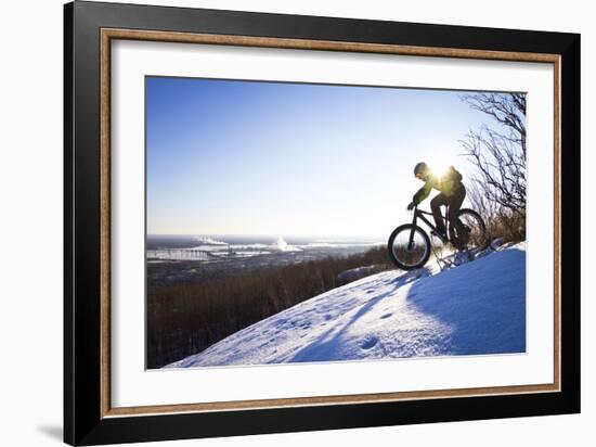 Fatbiking On A Trail In Winter In Duluth, Minnesota-Ryan Krueger-Framed Photographic Print