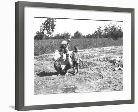 Father and Child in a Field, India-null-Framed Photographic Print