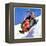 "Father and Child on Sled,"February 1, 1934-Henry Hintermeister-Framed Premier Image Canvas