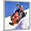 "Father and Child on Sled,"February 1, 1934-Henry Hintermeister-Mounted Giclee Print