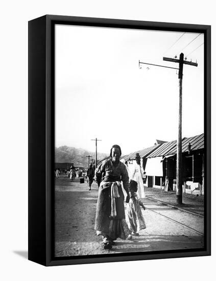 Father and Child, Seoul, Korea, 1900-null-Framed Premier Image Canvas