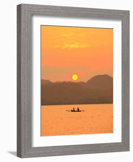 Father and daughter fishing at sunset near Lewolin Village-Stuart Westmorland-Framed Photographic Print