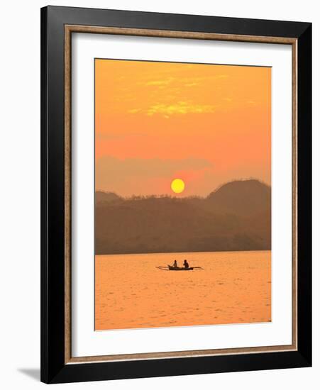 Father and daughter fishing at sunset near Lewolin Village-Stuart Westmorland-Framed Photographic Print