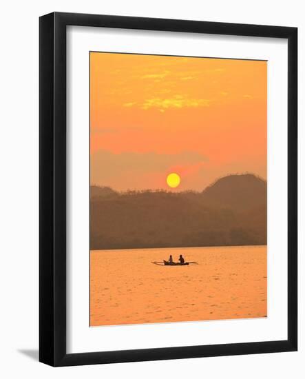 Father and daughter fishing at sunset near Lewolin Village-Stuart Westmorland-Framed Photographic Print