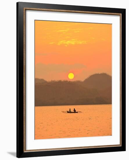 Father and daughter fishing at sunset near Lewolin Village-Stuart Westmorland-Framed Photographic Print