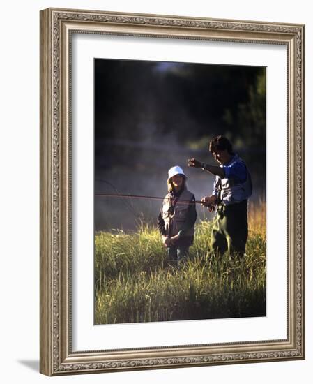 Father and Daughter Fishing-null-Framed Photographic Print