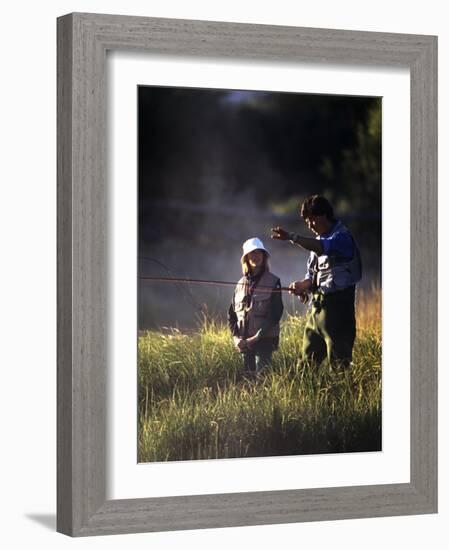 Father and Daughter Fishing-null-Framed Photographic Print