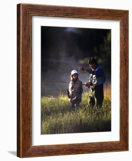 Father and Daughter Fishing-null-Framed Photographic Print