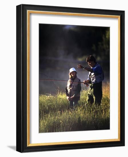 Father and Daughter Fishing-null-Framed Photographic Print