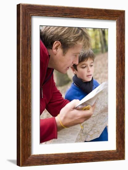 Father And Son Reading a Map-Ian Boddy-Framed Photographic Print