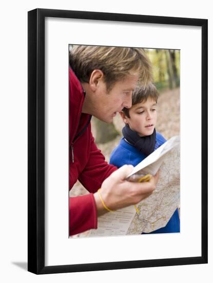 Father And Son Reading a Map-Ian Boddy-Framed Photographic Print