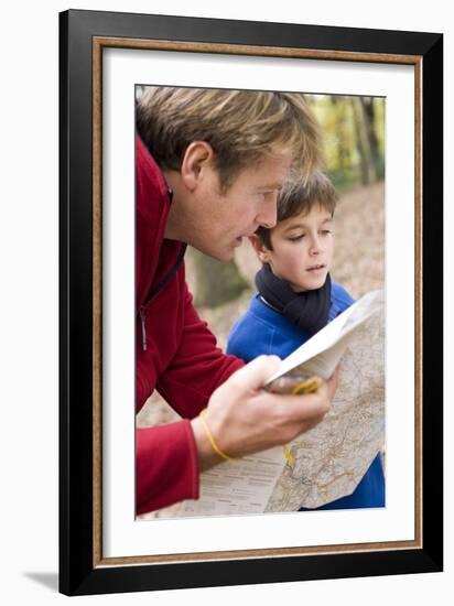 Father And Son Reading a Map-Ian Boddy-Framed Photographic Print