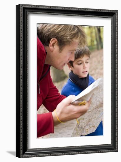 Father And Son Reading a Map-Ian Boddy-Framed Photographic Print