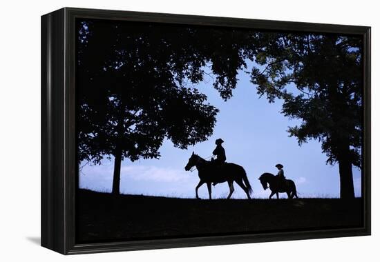 Father and Son Riding Horses-William P. Gottlieb-Framed Premier Image Canvas