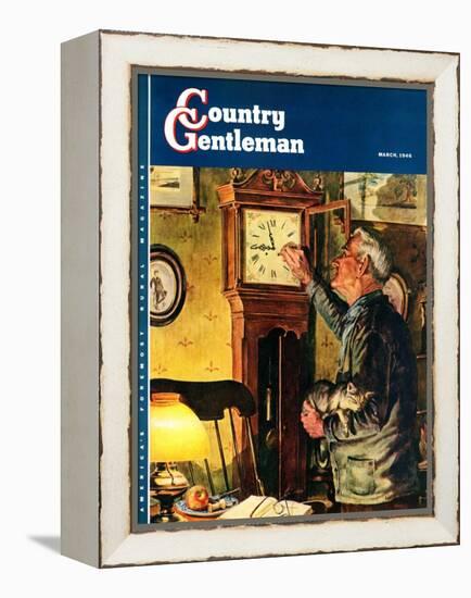 "Father and Time," Country Gentleman Cover, March 1, 1946-W.C. Griffith-Framed Premier Image Canvas