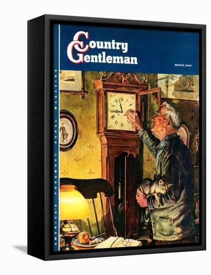 "Father and Time," Country Gentleman Cover, March 1, 1946-W.C. Griffith-Framed Premier Image Canvas