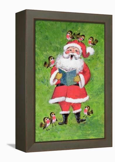 Father Christmas and Robin Chorus-Stanley Cooke-Framed Premier Image Canvas