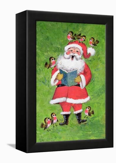 Father Christmas and Robin Chorus-Stanley Cooke-Framed Premier Image Canvas