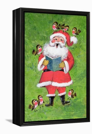 Father Christmas and Robin Chorus-Stanley Cooke-Framed Premier Image Canvas