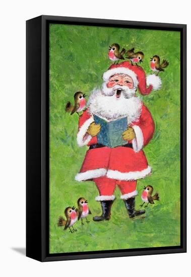 Father Christmas and Robin Chorus-Stanley Cooke-Framed Premier Image Canvas