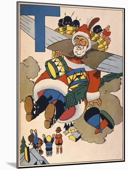 Father Christmas Delivering Toys, Letter T from an Alphabet Primer, 1937-null-Mounted Giclee Print