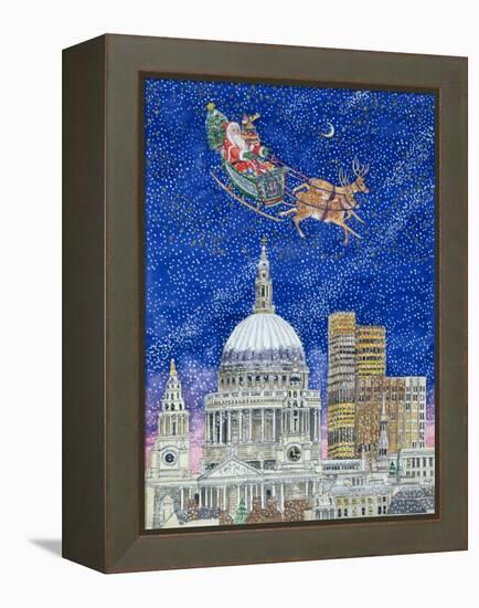 Father Christmas Flying over London-Catherine Bradbury-Framed Premier Image Canvas