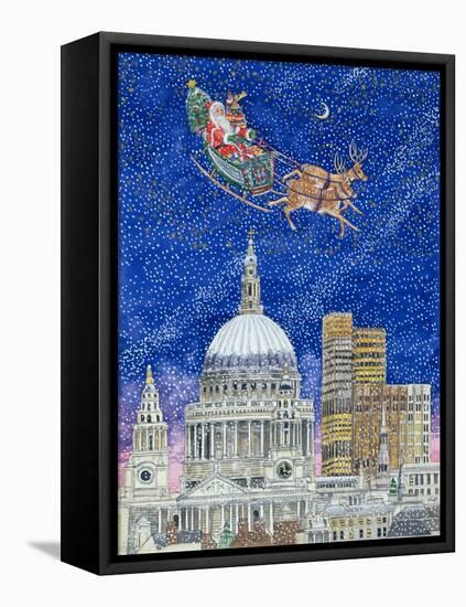 Father Christmas Flying over London-Catherine Bradbury-Framed Premier Image Canvas