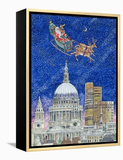 Father Christmas Flying over London-Catherine Bradbury-Framed Premier Image Canvas