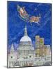 Father Christmas Flying over London-Catherine Bradbury-Mounted Giclee Print